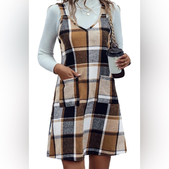 Dresses & Skirts - Plaid Sleeveless Dress with Pockets